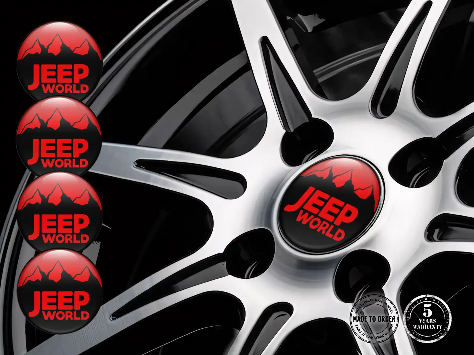 Jeep Style Autocollants Roues Emblèmes Bombés de Qualité